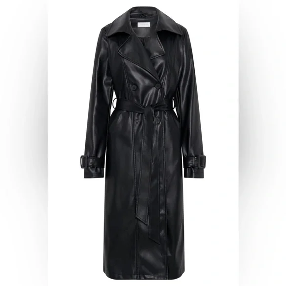 Black Leather Trench Coat